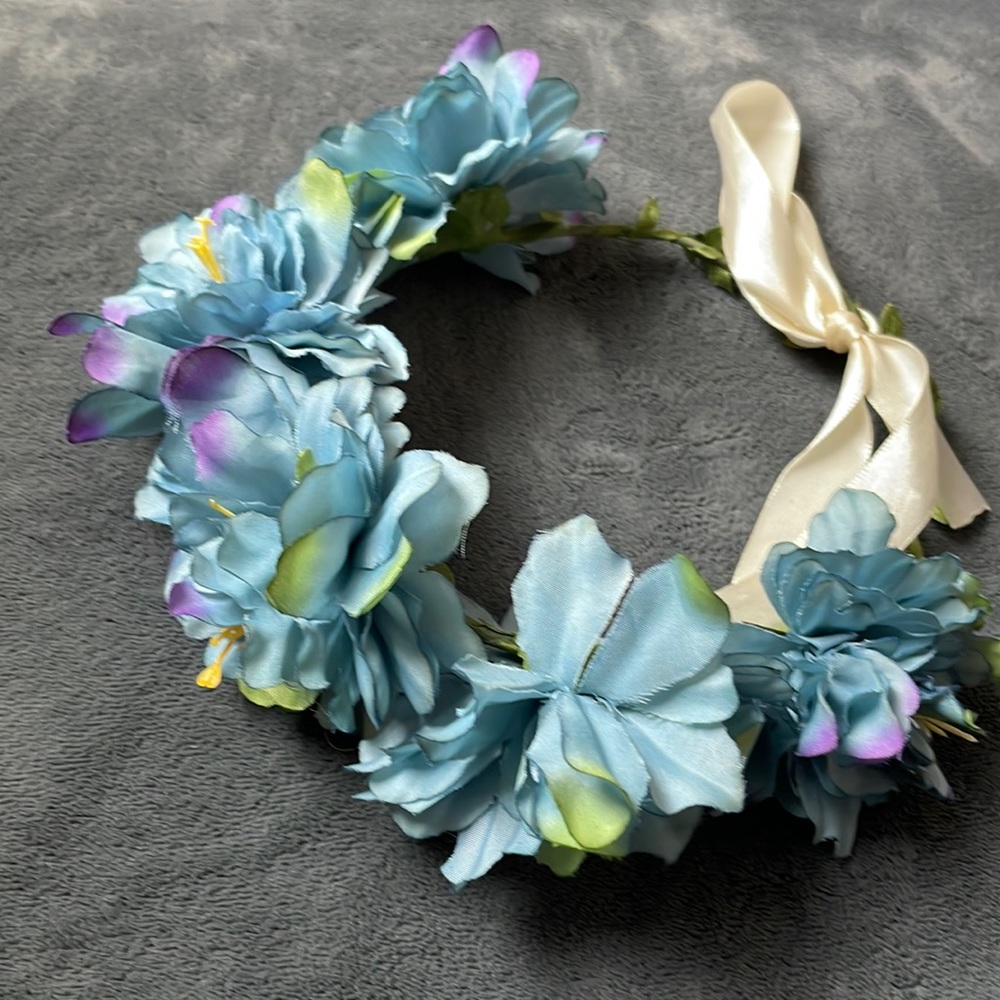 Girls blue flower headband